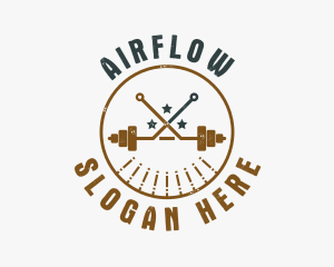 Hipster Workout Barbell logo design