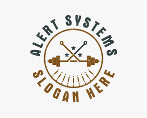 Hipster Workout Barbell logo design