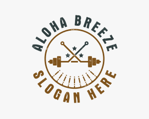 Hipster Workout Barbell logo design