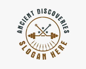 Hipster Workout Barbell logo design