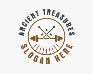 Hipster Workout Barbell logo design