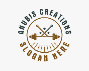 Hipster Workout Barbell logo design