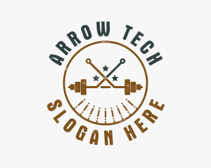 Hipster Workout Barbell logo design