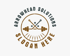 Hipster Workout Barbell logo design