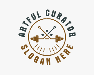 Hipster Workout Barbell logo design