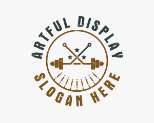 Hipster Workout Barbell logo design