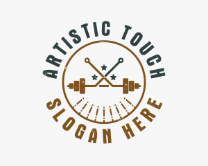 Hipster Workout Barbell logo design