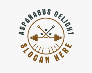 Hipster Workout Barbell logo design