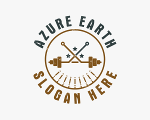 Hipster Workout Barbell logo design