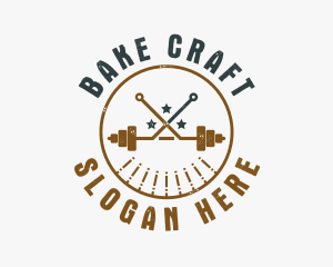 Hipster Workout Barbell logo design