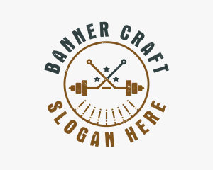 Hipster Workout Barbell logo design