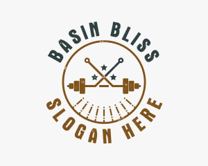 Hipster Workout Barbell logo design