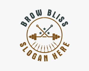 Hipster Workout Barbell logo design