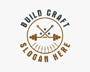 Hipster Workout Barbell logo design