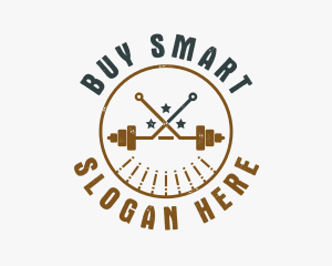 Hipster Workout Barbell logo design