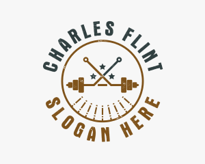 Hipster Workout Barbell logo design