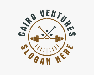 Hipster Workout Barbell logo design