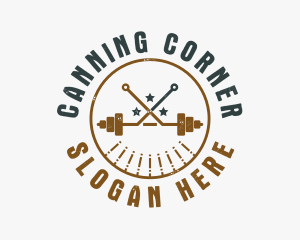 Hipster Workout Barbell logo design