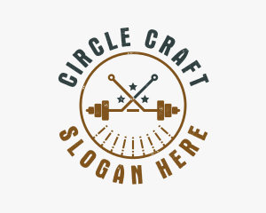 Hipster Workout Barbell logo design