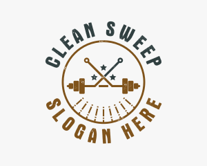 Hipster Workout Barbell logo design