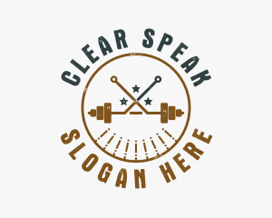 Hipster Workout Barbell logo design