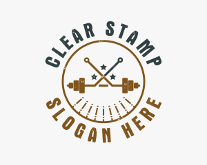 Hipster Workout Barbell logo design