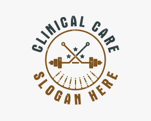 Hipster Workout Barbell logo design