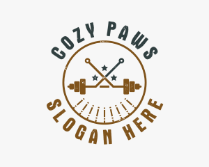 Hipster Workout Barbell logo design