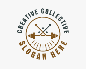 Hipster Workout Barbell logo design