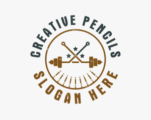 Hipster Workout Barbell logo design