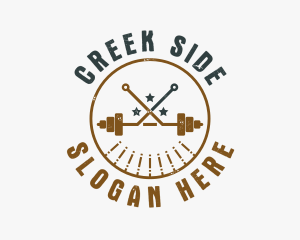 Hipster Workout Barbell logo design