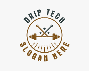 Hipster Workout Barbell logo design