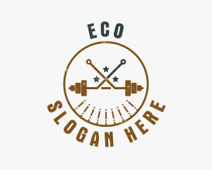 Hipster Workout Barbell logo design