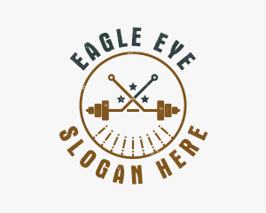 Hipster Workout Barbell logo design