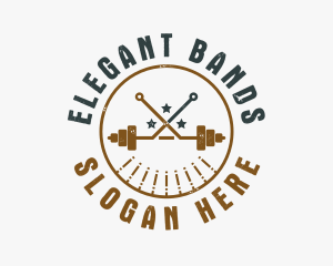 Hipster Workout Barbell logo design