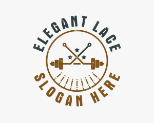 Hipster Workout Barbell logo design