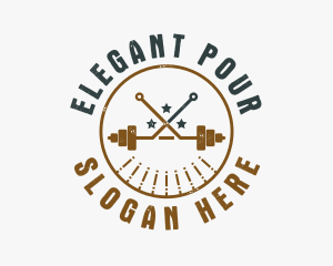 Hipster Workout Barbell logo design