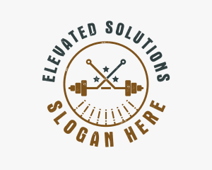 Hipster Workout Barbell logo design