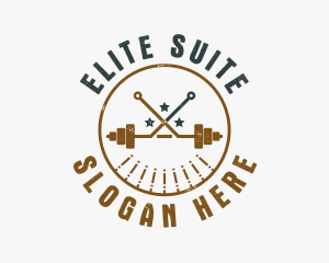 Hipster Workout Barbell logo design