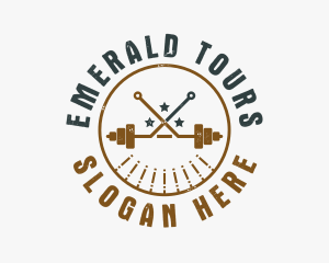 Hipster Workout Barbell logo design