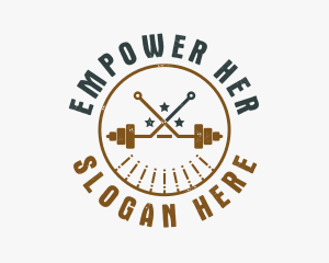 Hipster Workout Barbell logo design