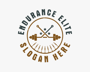 Hipster Workout Barbell logo design