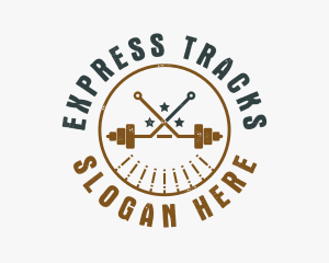 Hipster Workout Barbell logo design