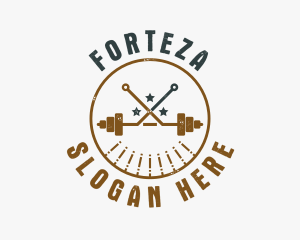 Hipster Workout Barbell logo design