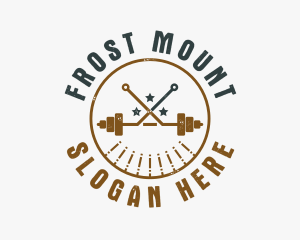 Hipster Workout Barbell logo design