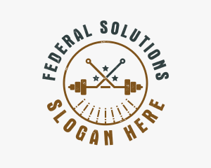 Hipster Workout Barbell logo design