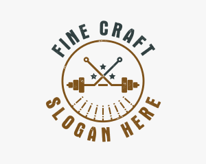 Hipster Workout Barbell logo design