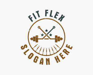 Workout - Hipster Workout Barbell logo design