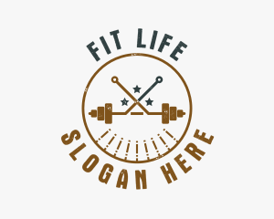 Hipster Workout Barbell logo design