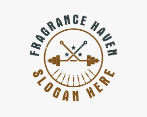 Hipster Workout Barbell logo design